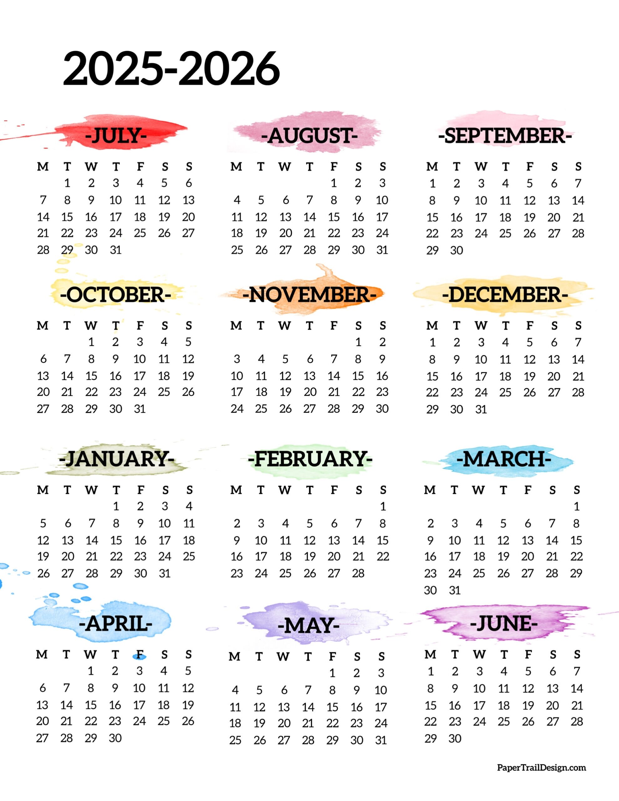 July 2025 June 2026 Printable Calendar