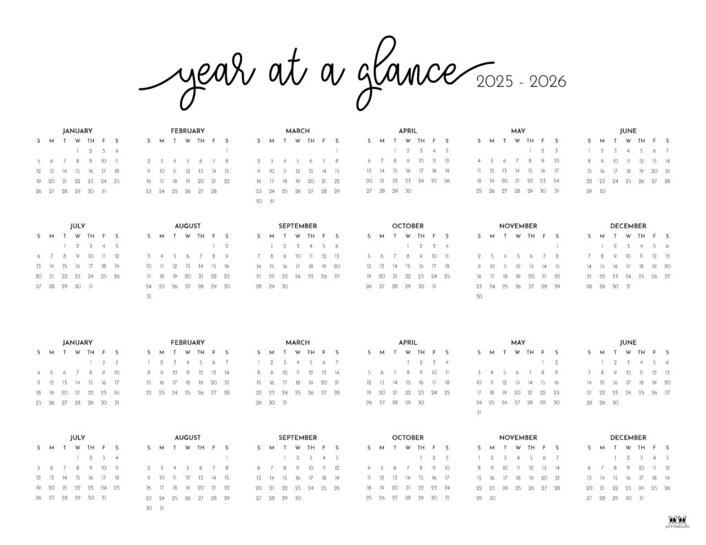 2025 2026 Two Year Calendars 10 FREE Cals Printabulls