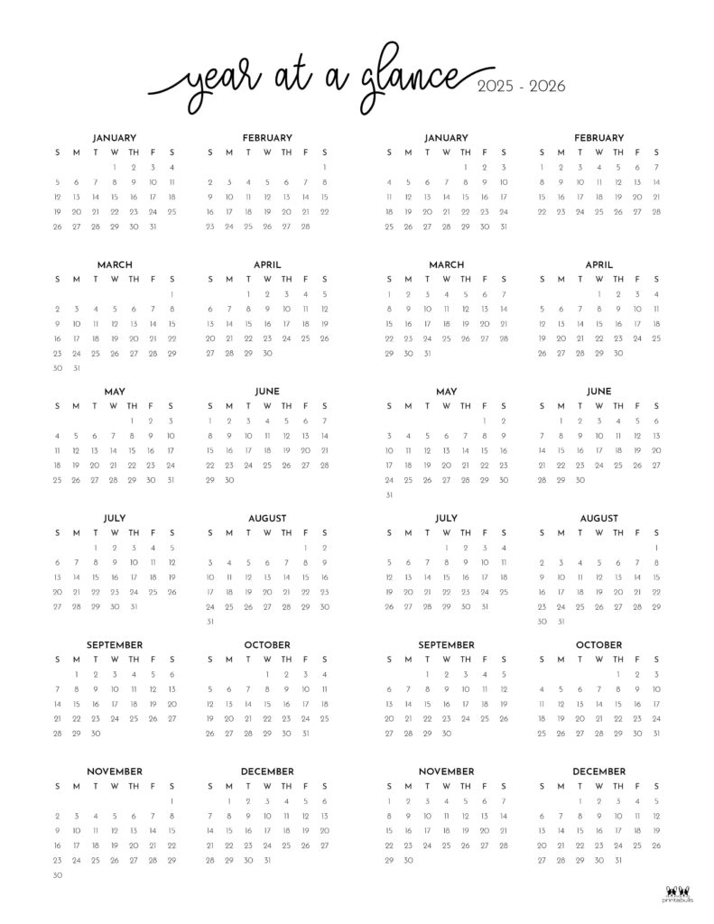 2025 2026 Two Year Calendars 10 FREE Cals Printabulls