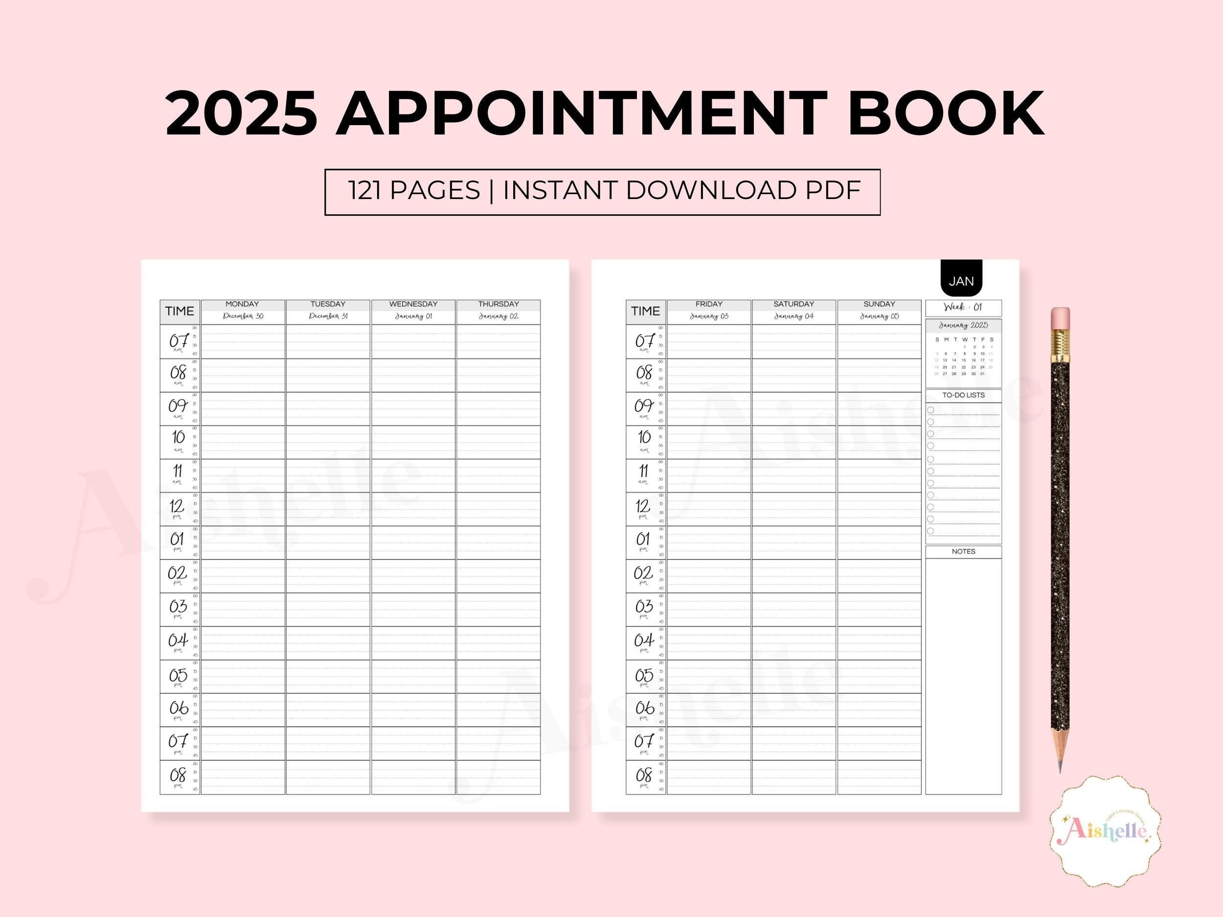 2025 Appointment Book Printable Appointment Planner With 15 