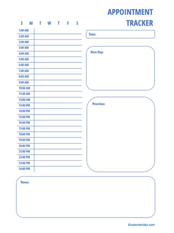 Free Printable 2025 Appointment Calendar