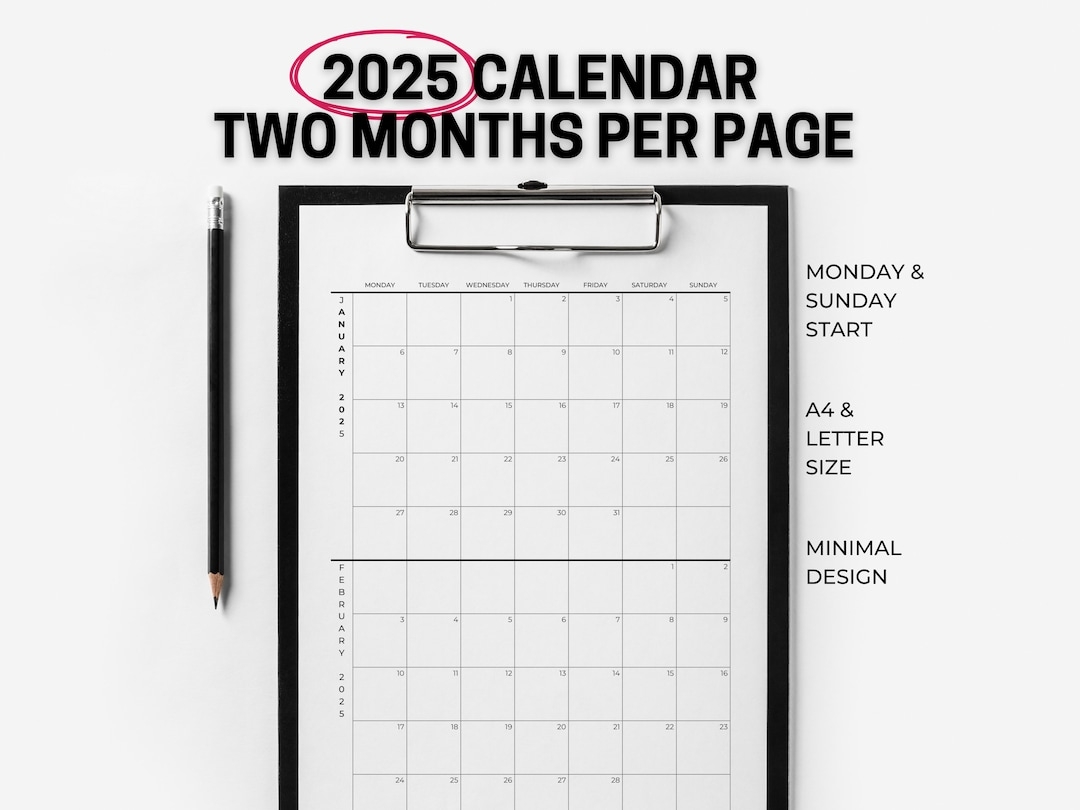 Free Printable 2025 Calendar 2 Months Per Page