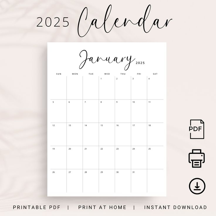 2025 Calendar 2025 Monthly Planner Printable 2025 Vertical Monthly Calendar Agenda 2025 Wall Calendar A4 Letter Size Sunday U0026 Monday Start Etsy