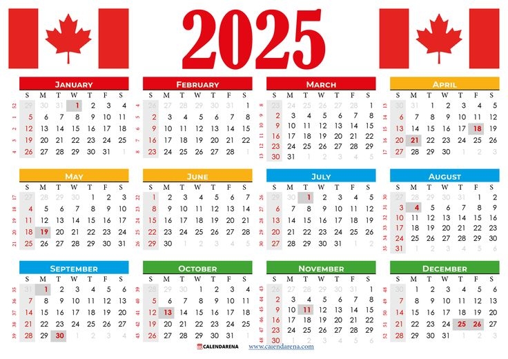 2025 Calendar Canada Printable Free