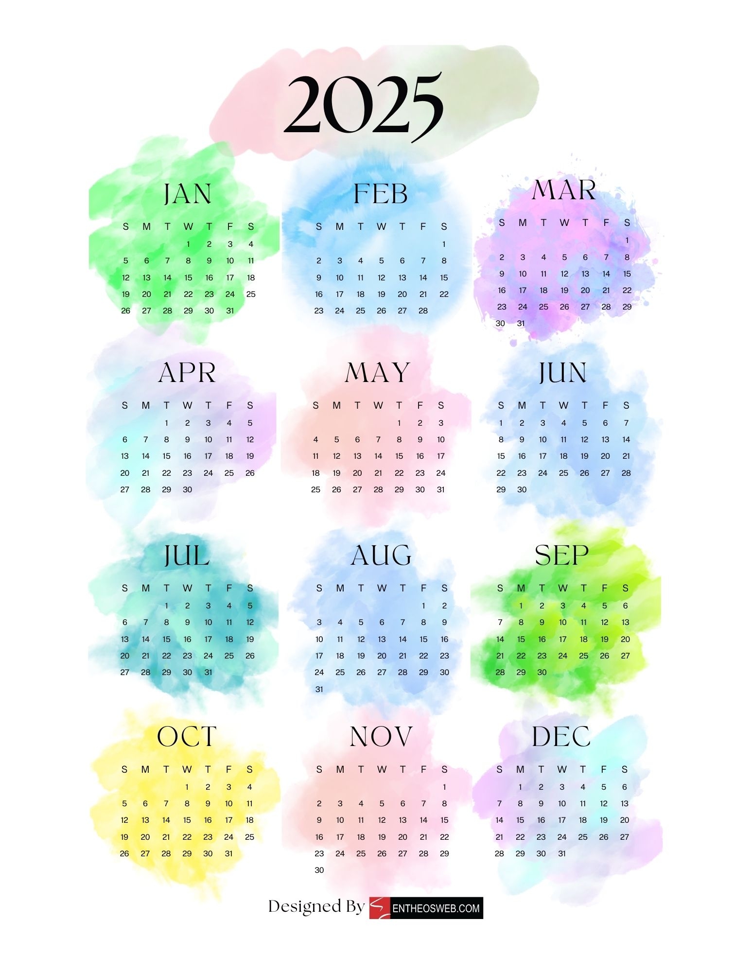 Free Printable 2025 Cards Desk Calendar