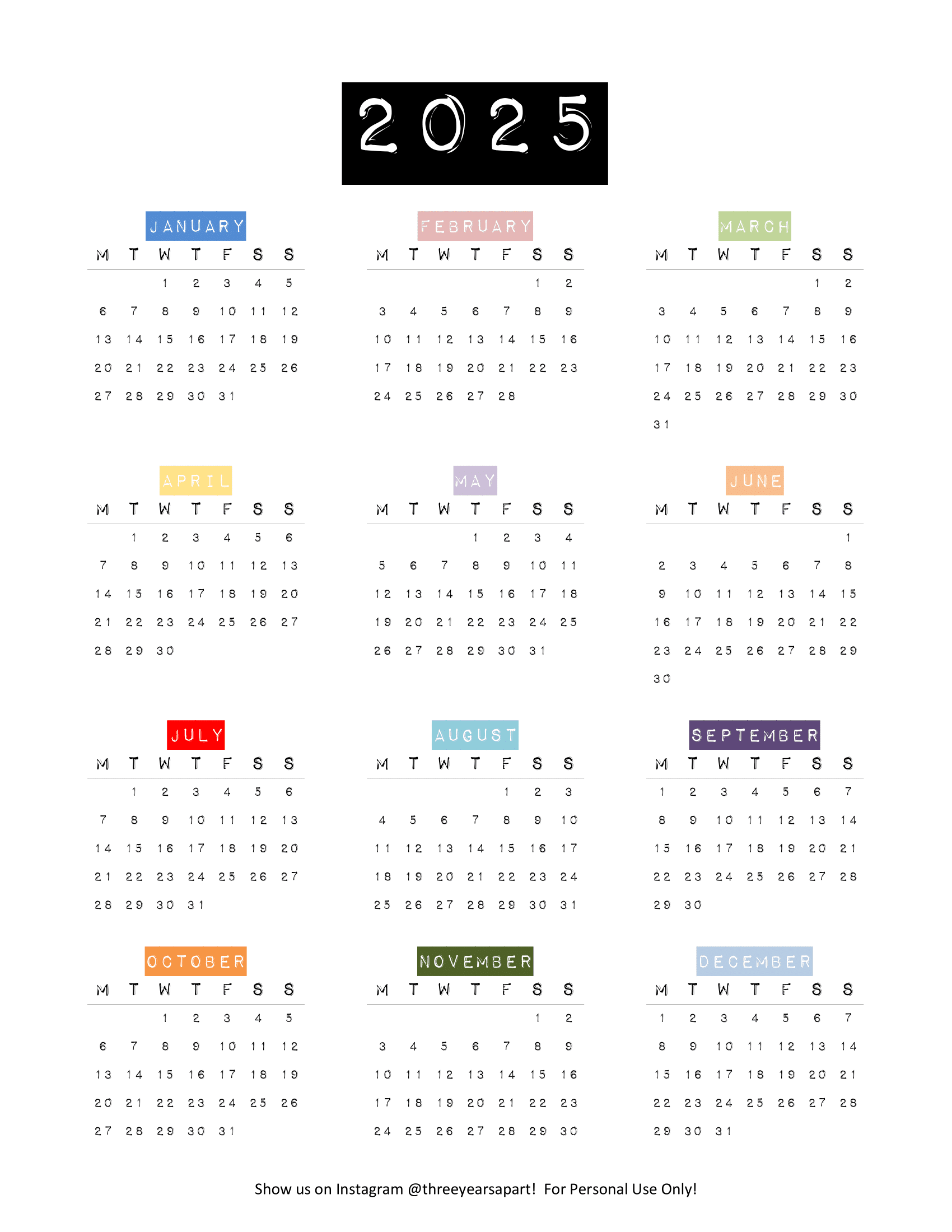 2025 Calendar Free Printable Bullet Journal And Planner Free Download Year at a Glance U0026 Future Log 3 Years Apart