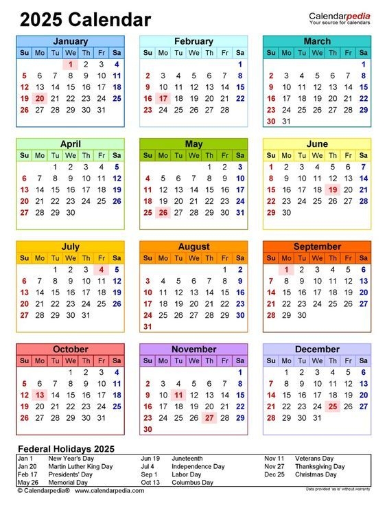 2025 Calendar Free Printable PDF Templates