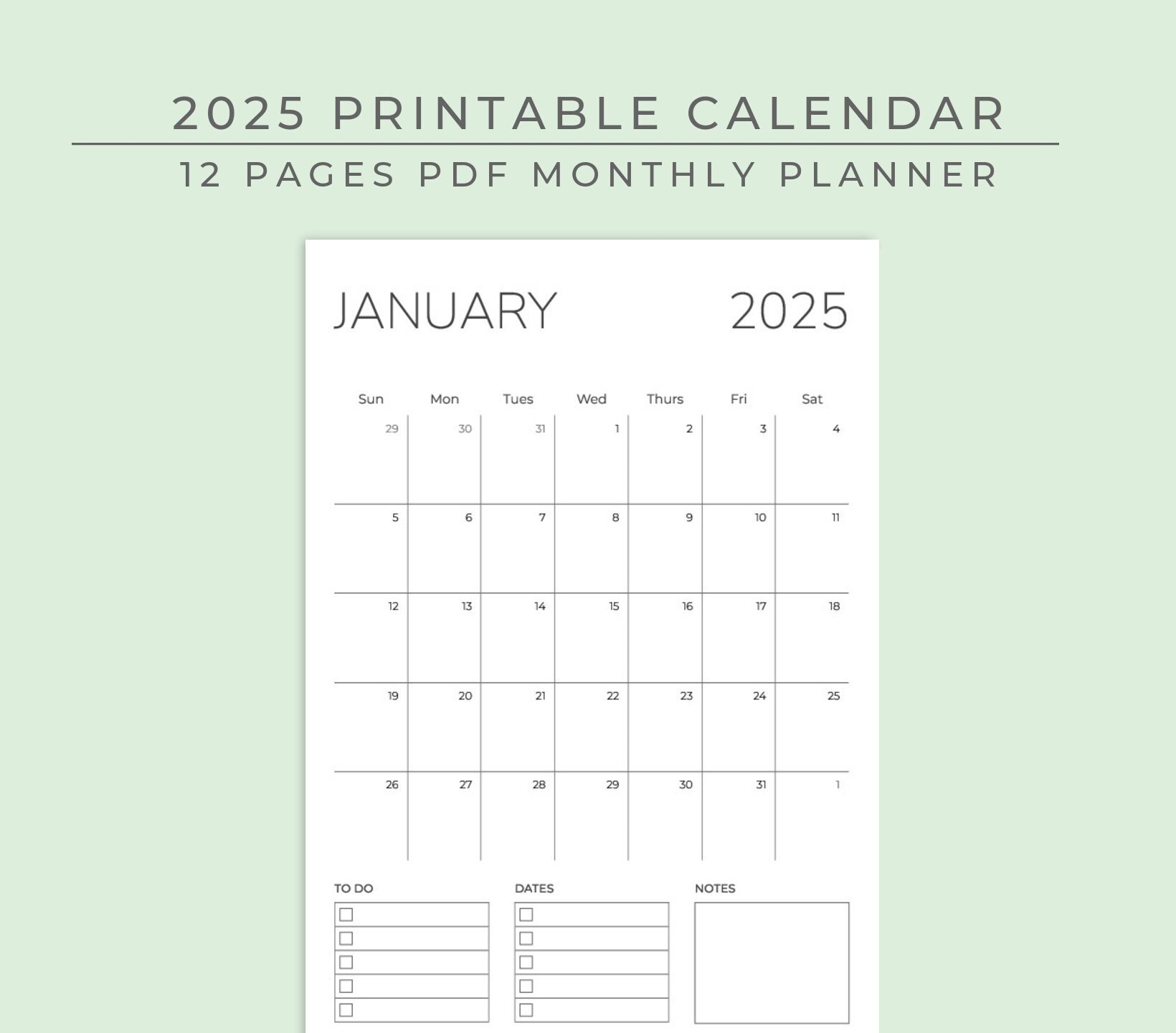 Free Printable 2025 Calendar Monday To Sunday