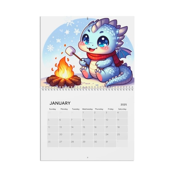 2025 Calendar Of Baby Dragons Cute Activities Adorable Wall Calendar Kids Calendar Dragon Lover Gift Etsy