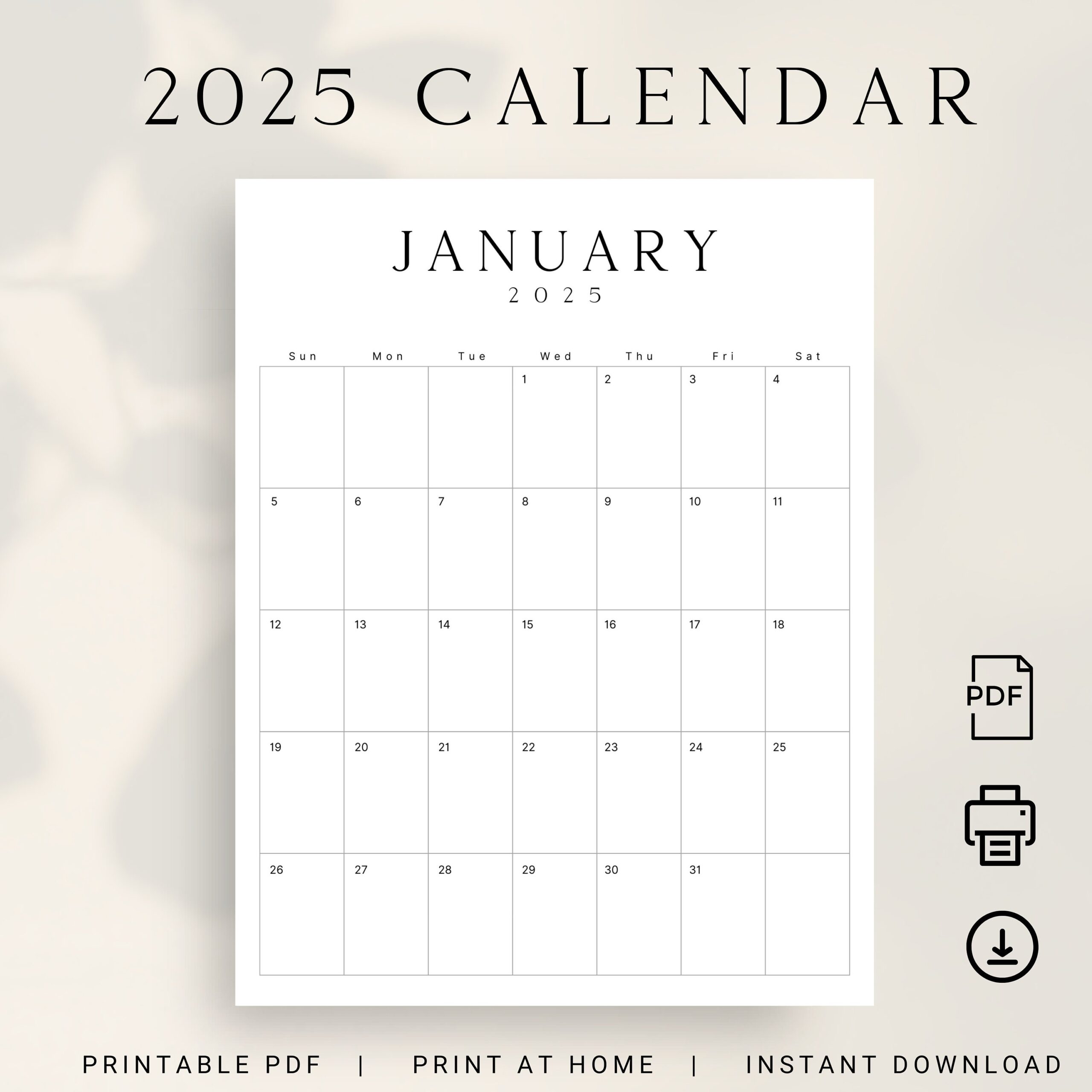 Free Printable 2025 Verticle Calendar
