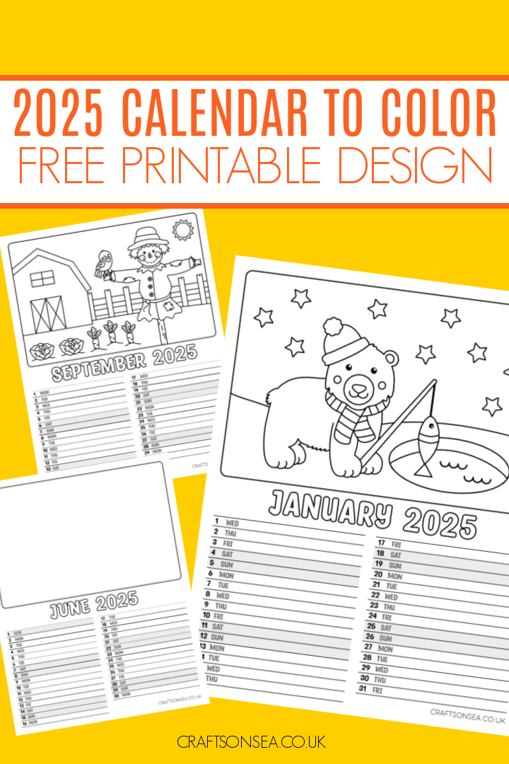2025 Calendar To Color FREE Printable Crafts On Sea