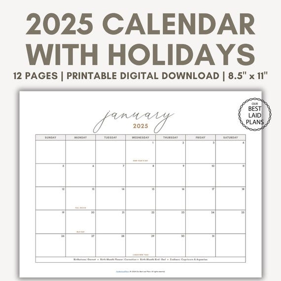 Free Printable 2025 Calendar Cards
