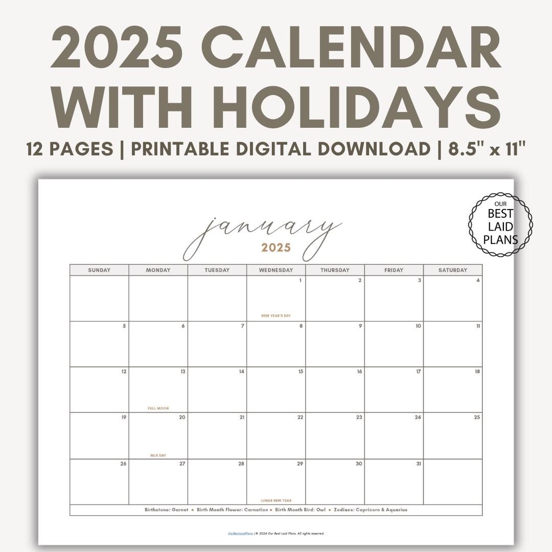 Free Printable And Editable 2025 Calendar With Holidays