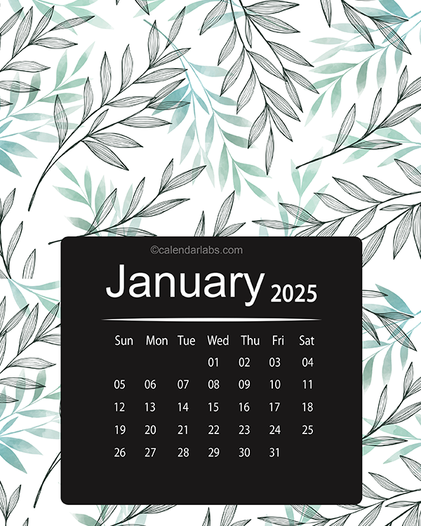2025 Colorful Classic Nature Pattern Calendar Free Printable 