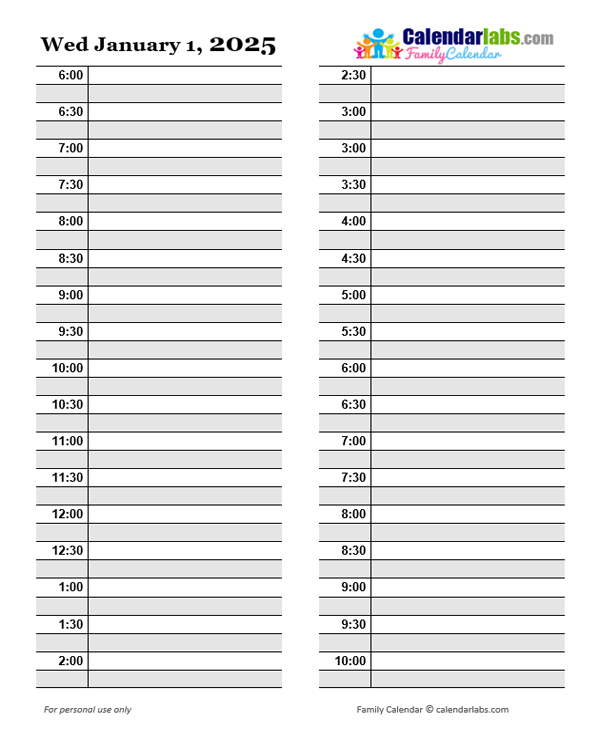 2025 Daily Planner Template Free Printable Templates
