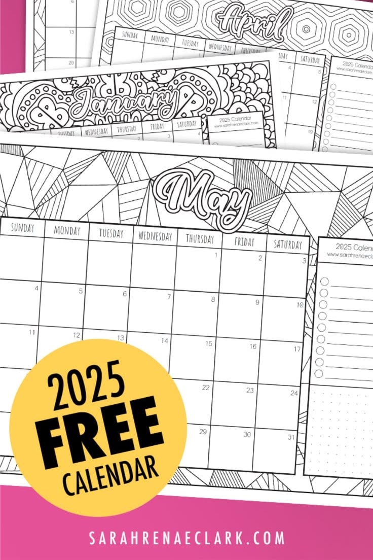 2025 FREE Calendar Printable Coloring Calendar
