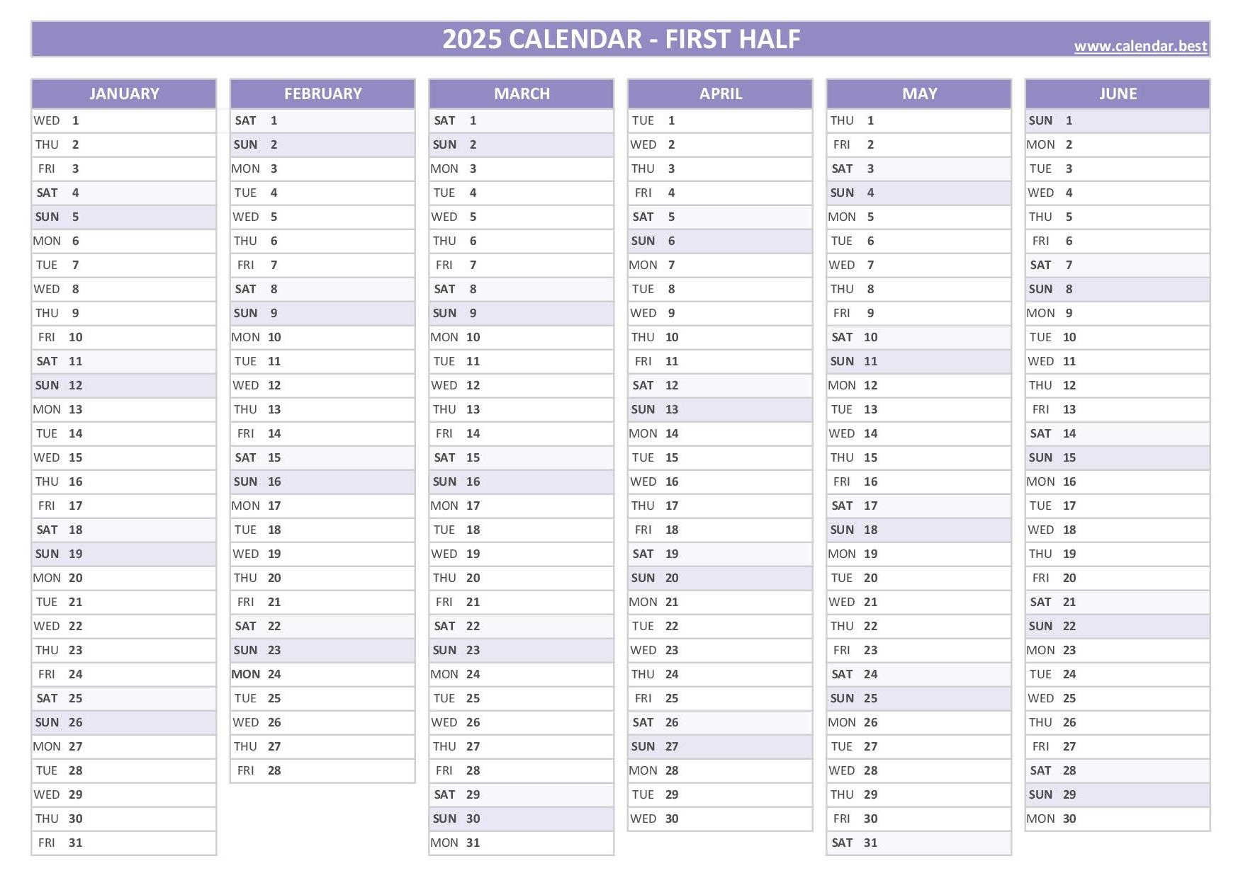 Free Printable 2025 Monthly Calendar Half Sheet