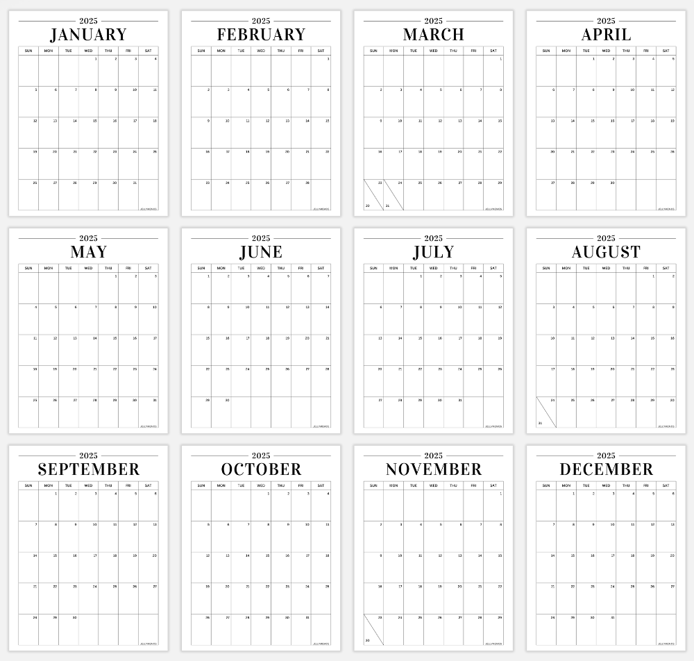 Free Printable 2025 Monthly Calendar Vertical