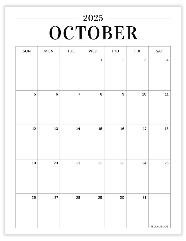 2025 Minimal Calendar Printable Vertical U0026 Horizontal JellyMemos