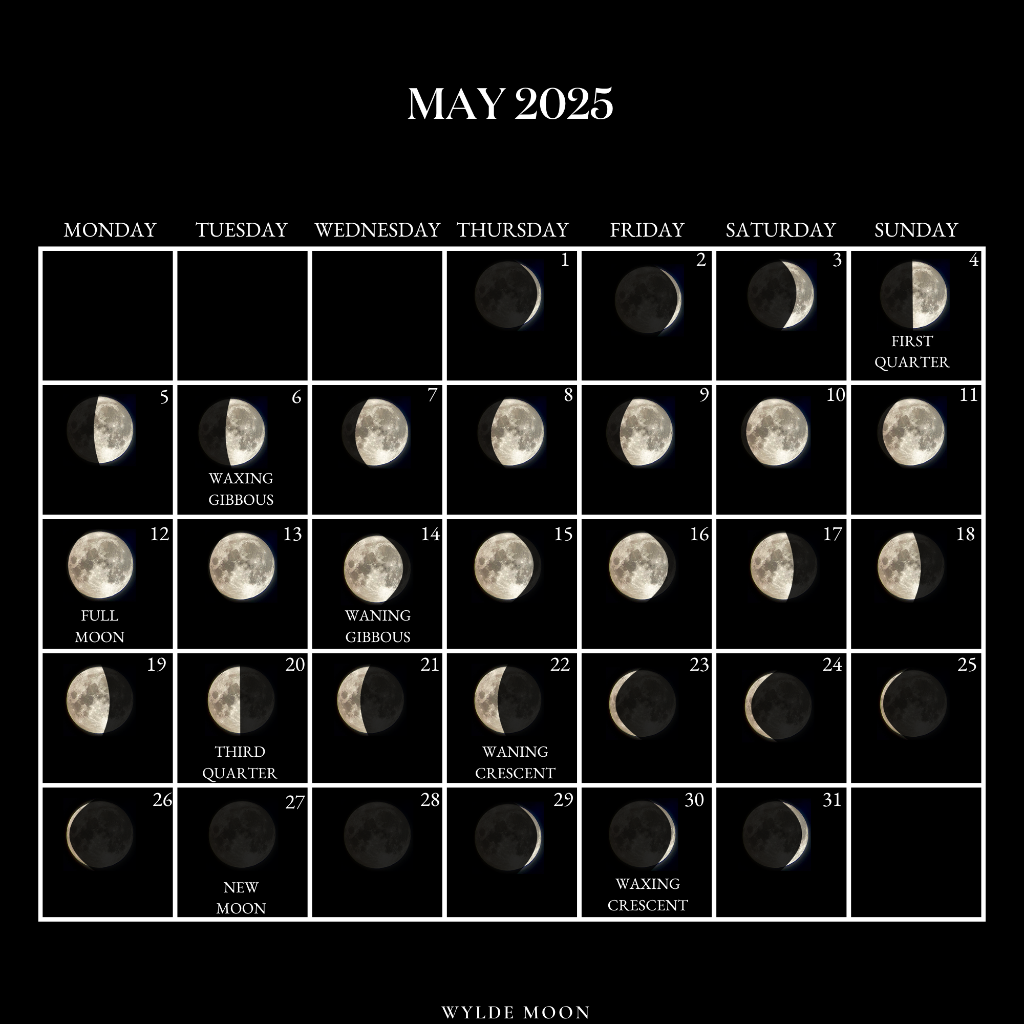 August 2025 Moon Phase Calendar