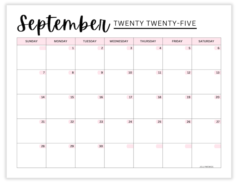 2025 Pink Calendar Printable Cute U0026 Free JellyMemos