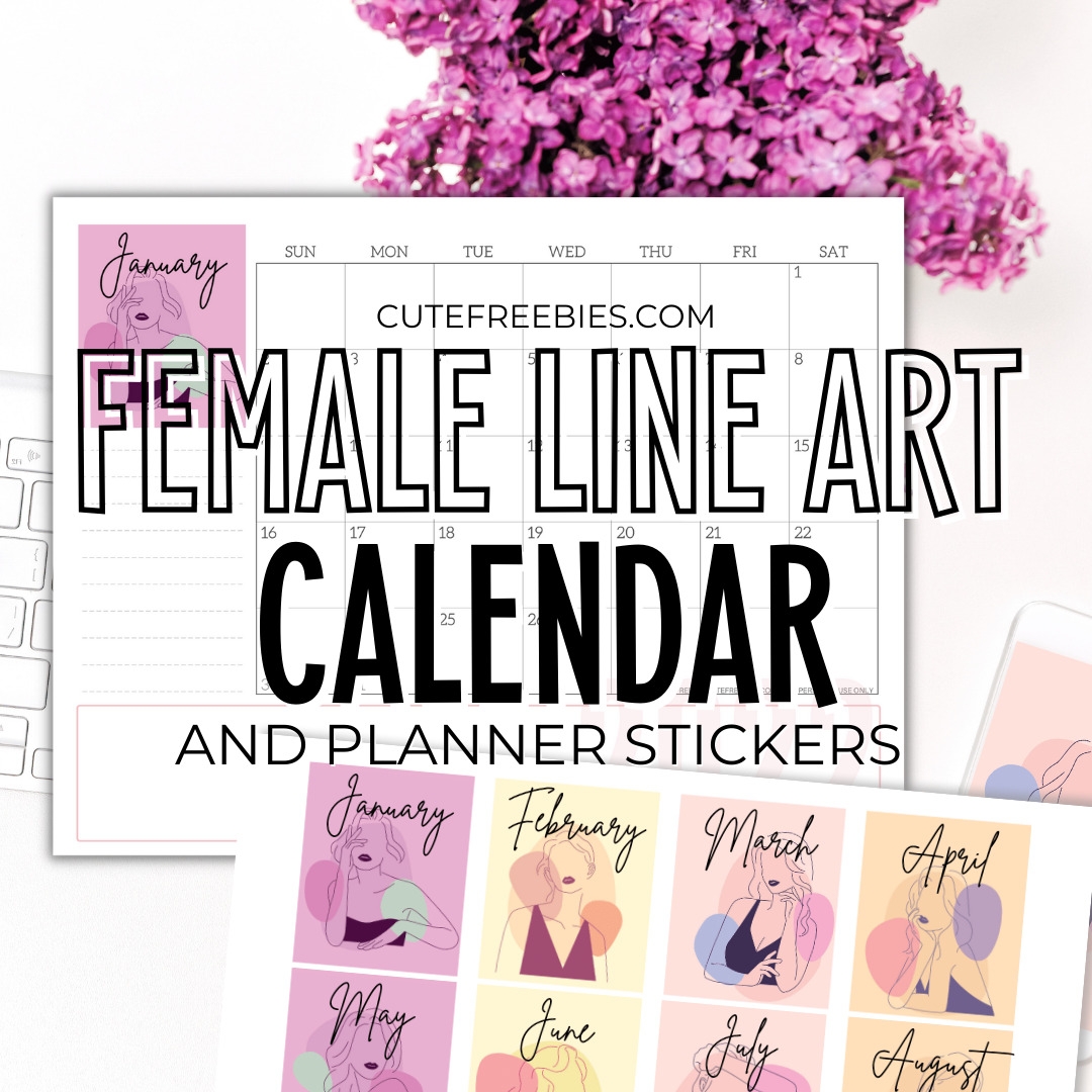 2025 Pretty Calendar For Women And Stickers Female Line Art 