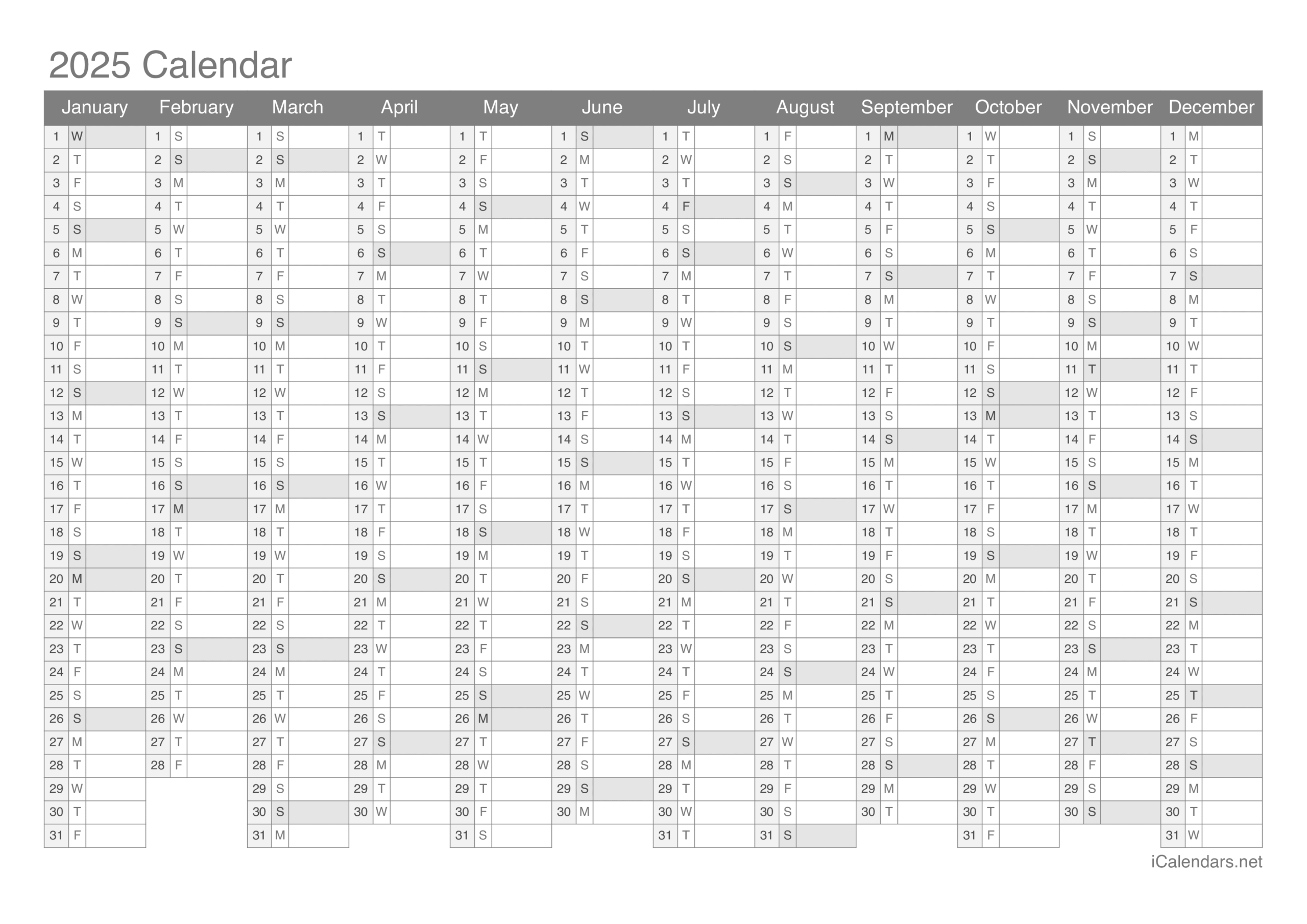 Free Printable Calendar 2025 Full Year