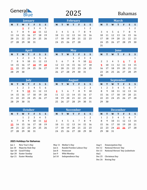 Free Printable 2025 Calendar With Holidays Trinidad