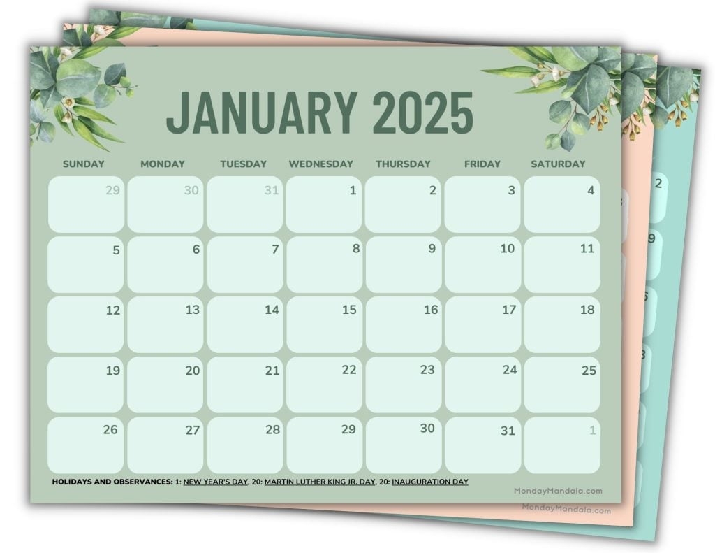 2025 Printable Calendars 56 Free PDF Printables 