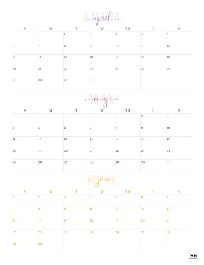 2025 Three Month Quarterly Calendars 36 FREE Cals Printabulls