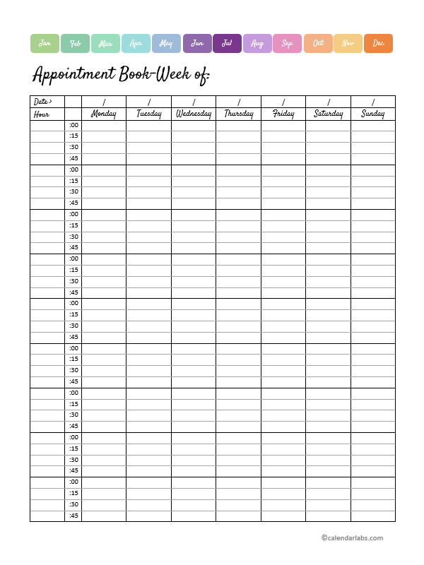 2025 Weekly Appointment Calendar Printable Free Printable Templates