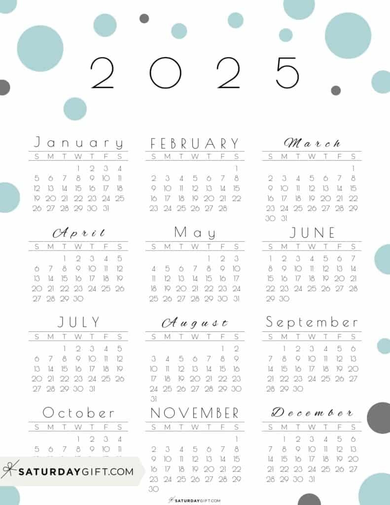 2025 Year At A Glance Calendars 37 Cute And Free PDFs