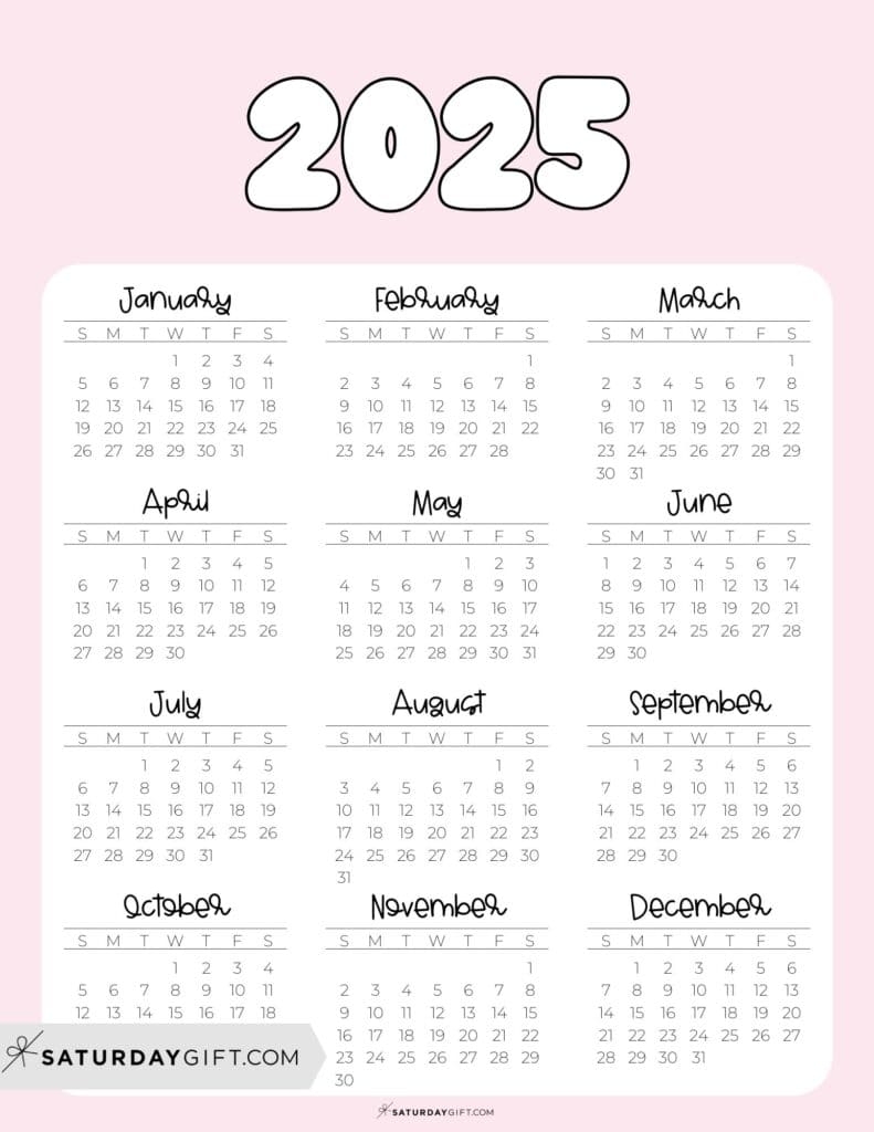 Free Printable 2025 Calendar Just A Girl And Her Blog