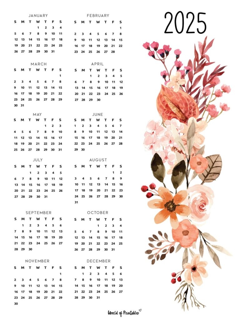 Free Printable 2025 Yearly Calendar With Holidays