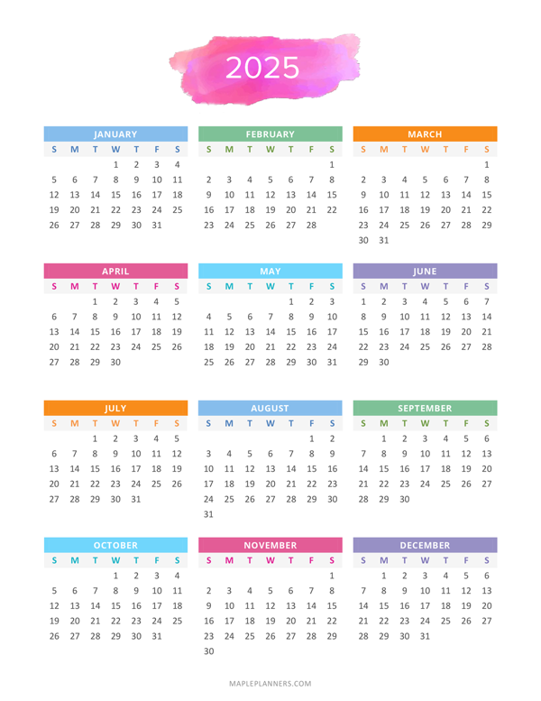Free Printable 2025 Calendar Full Year