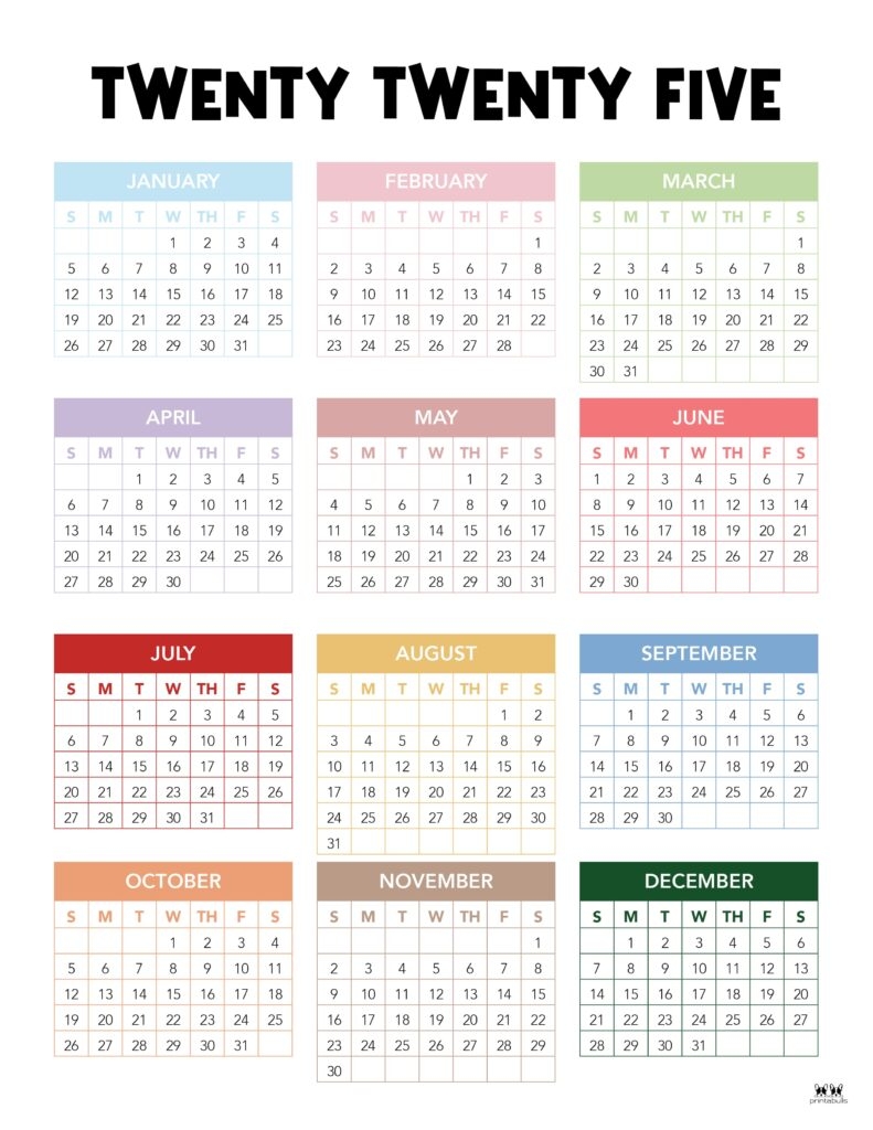 Free Printable Calendar 2025 Yearly With Holidays