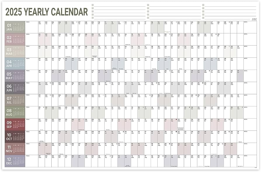2025 Yearly Wall Calendar 2025 Wall Calendar Jan 2025 Dec 2025 Yearly Wall Calendar 2025 With Julian Dates Thick Paper Round Sticks Large 