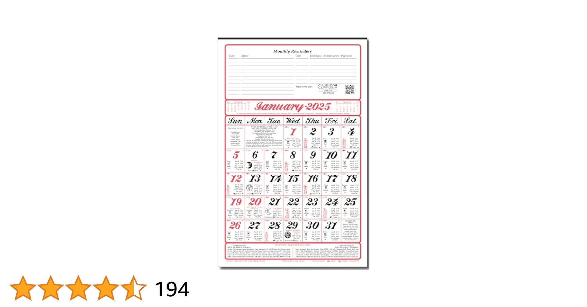 Free Printable Almanac Calendar 2025