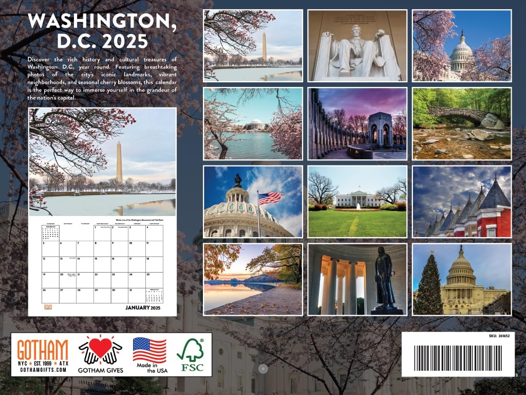 Amazon Washington DC Calendar 2025 Monthly Wall Calender 12 Month American Made In The USA Office Products