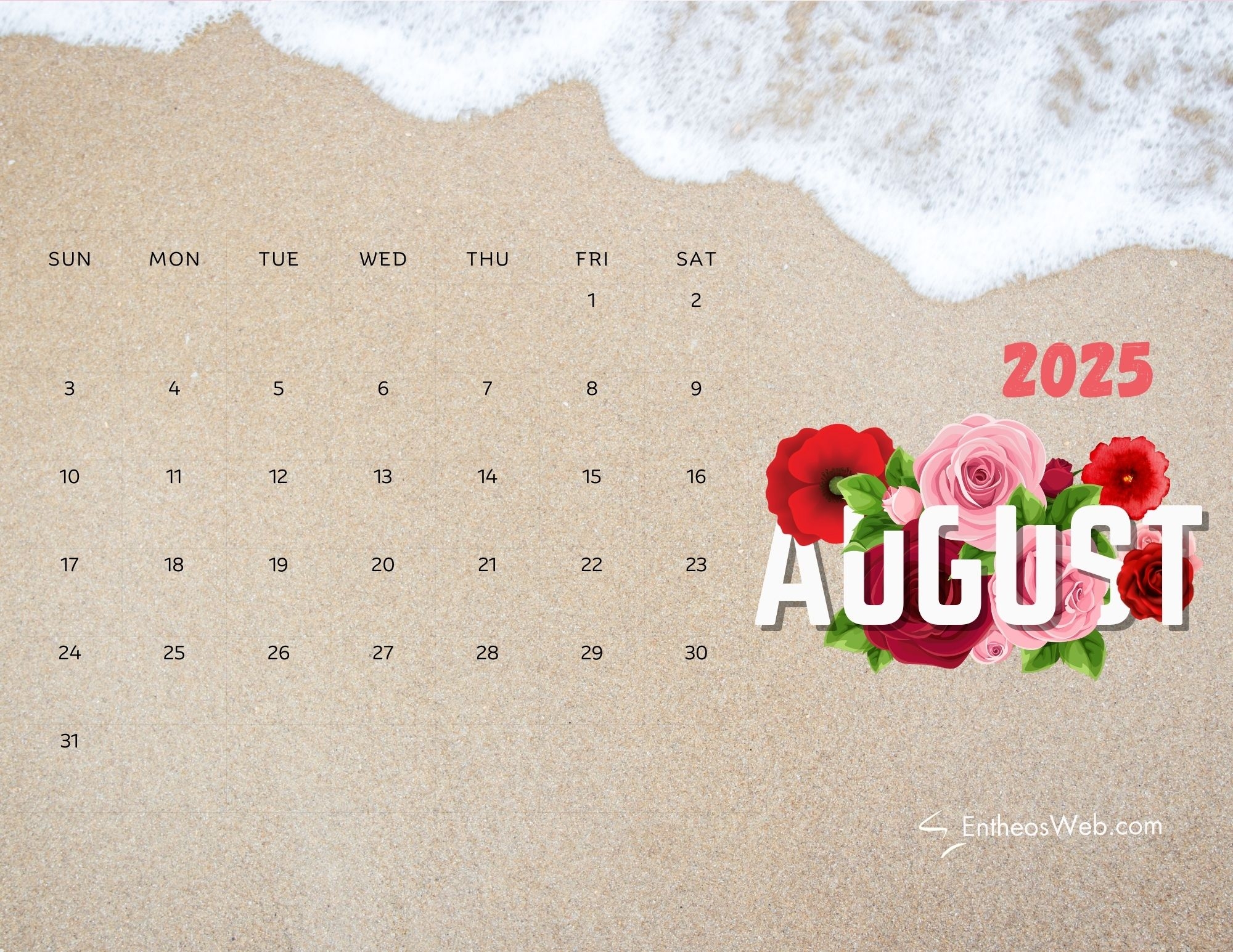 August 2025 Calendar Free PDF Printables EntheosWeb