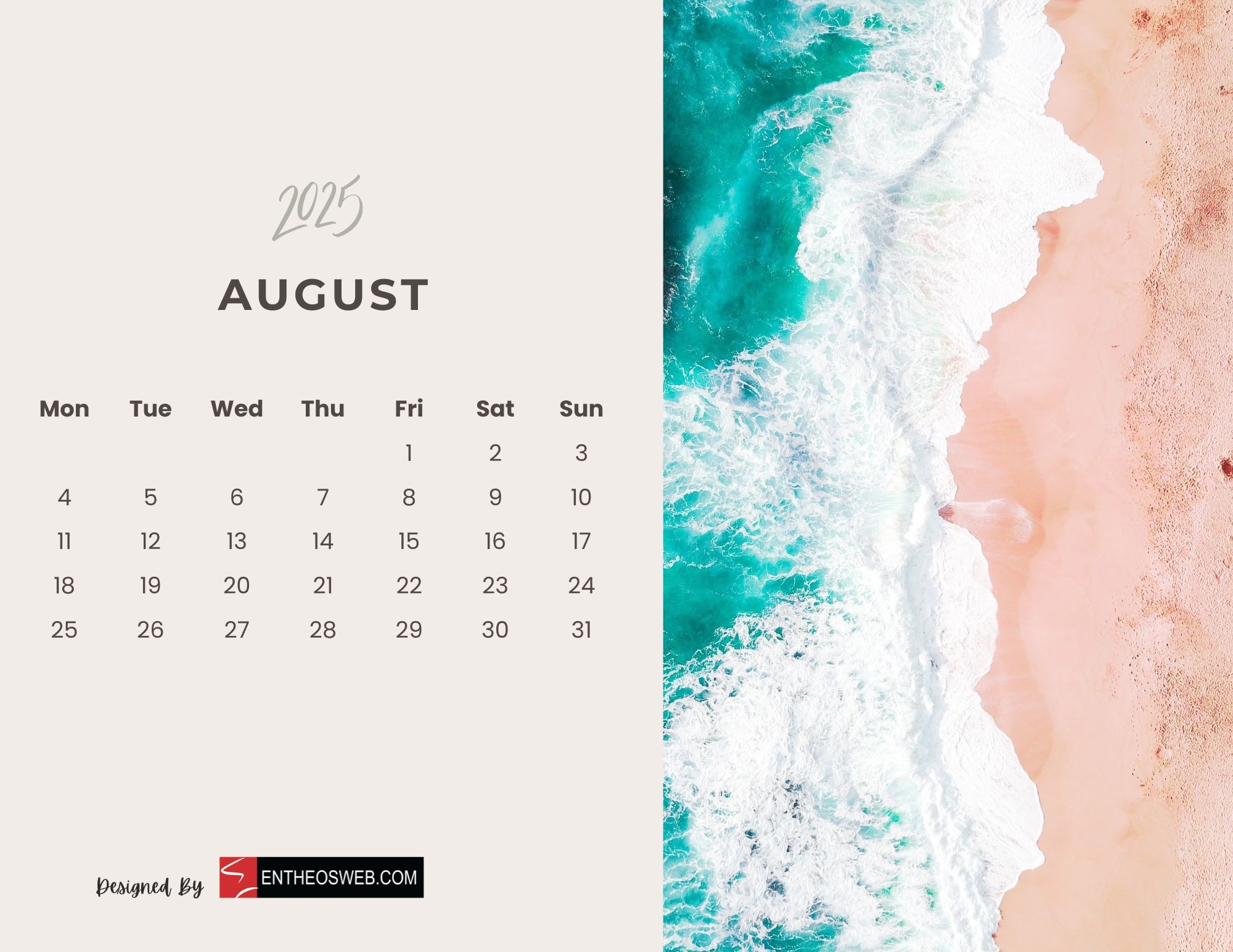 August 2025 Calendar Wallpaper