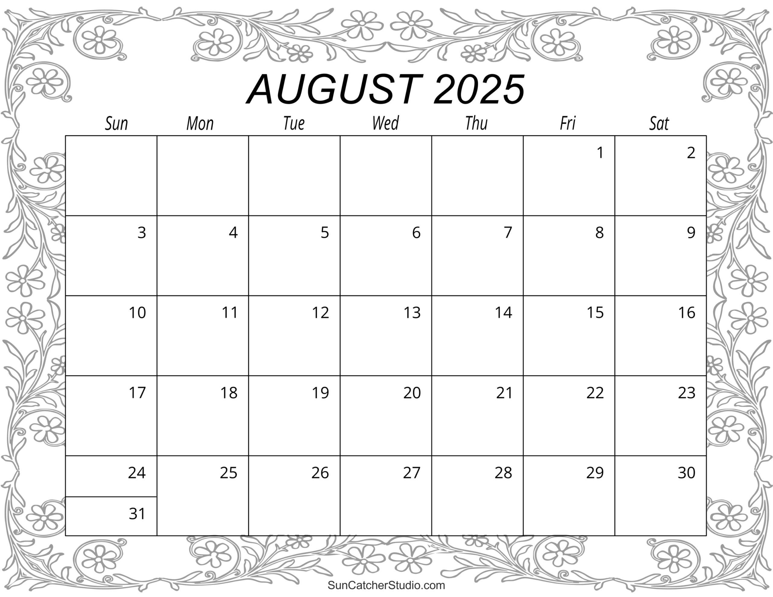 Free Printable Calendar August 2025 Vertex