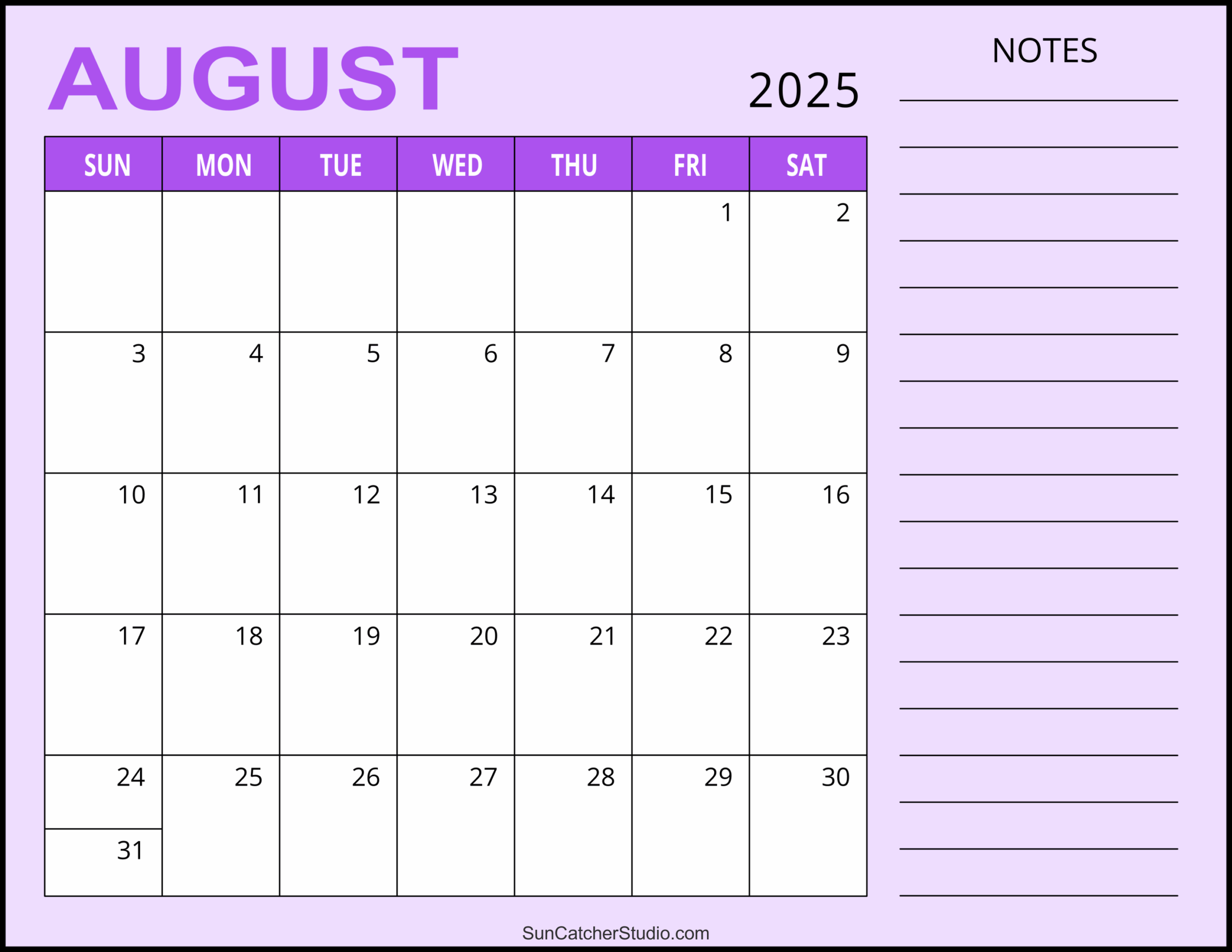 Free Printable August 2025 Monthly Calendar No Chrome Extensions