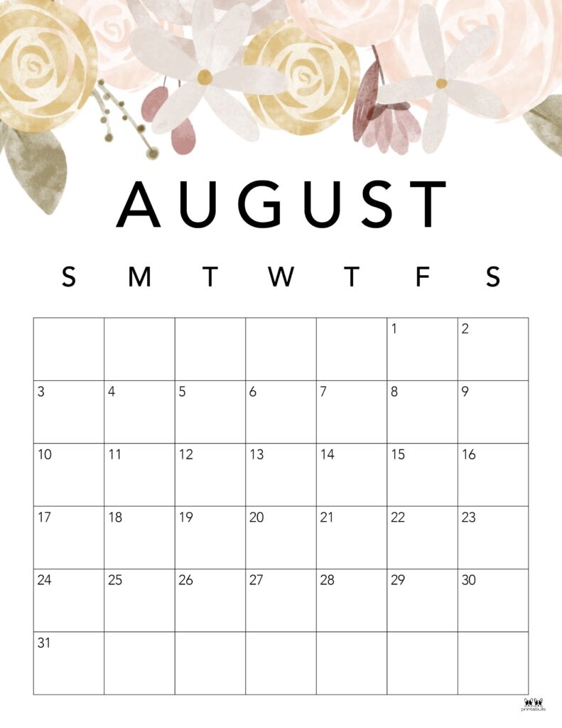August 2025 Calendars 107 FREE Printables Printabulls