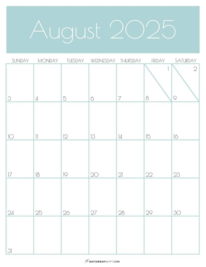 August 2025 Calendars 23 Cute Free Printable PDFs SaturdayGift