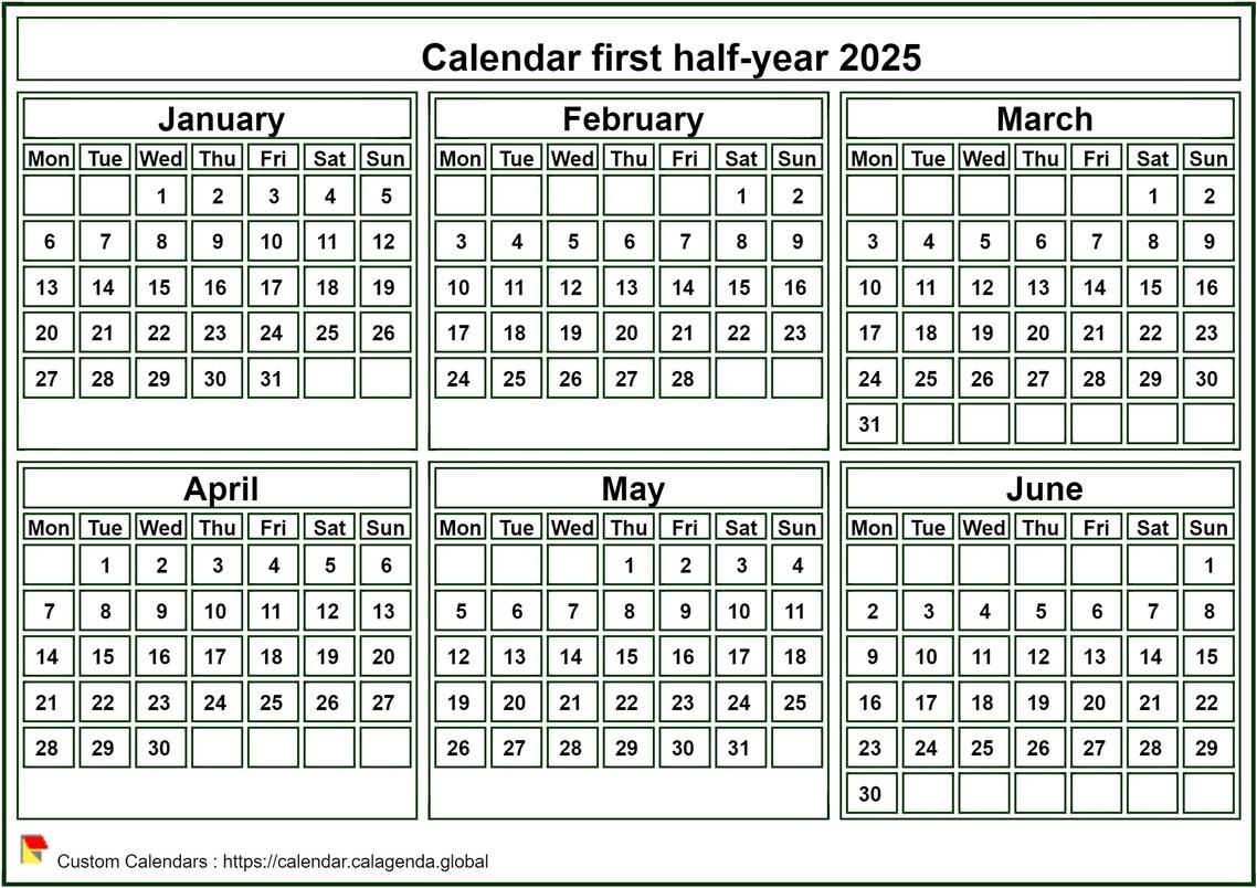 Free Printable 2025 Half Page Calendar