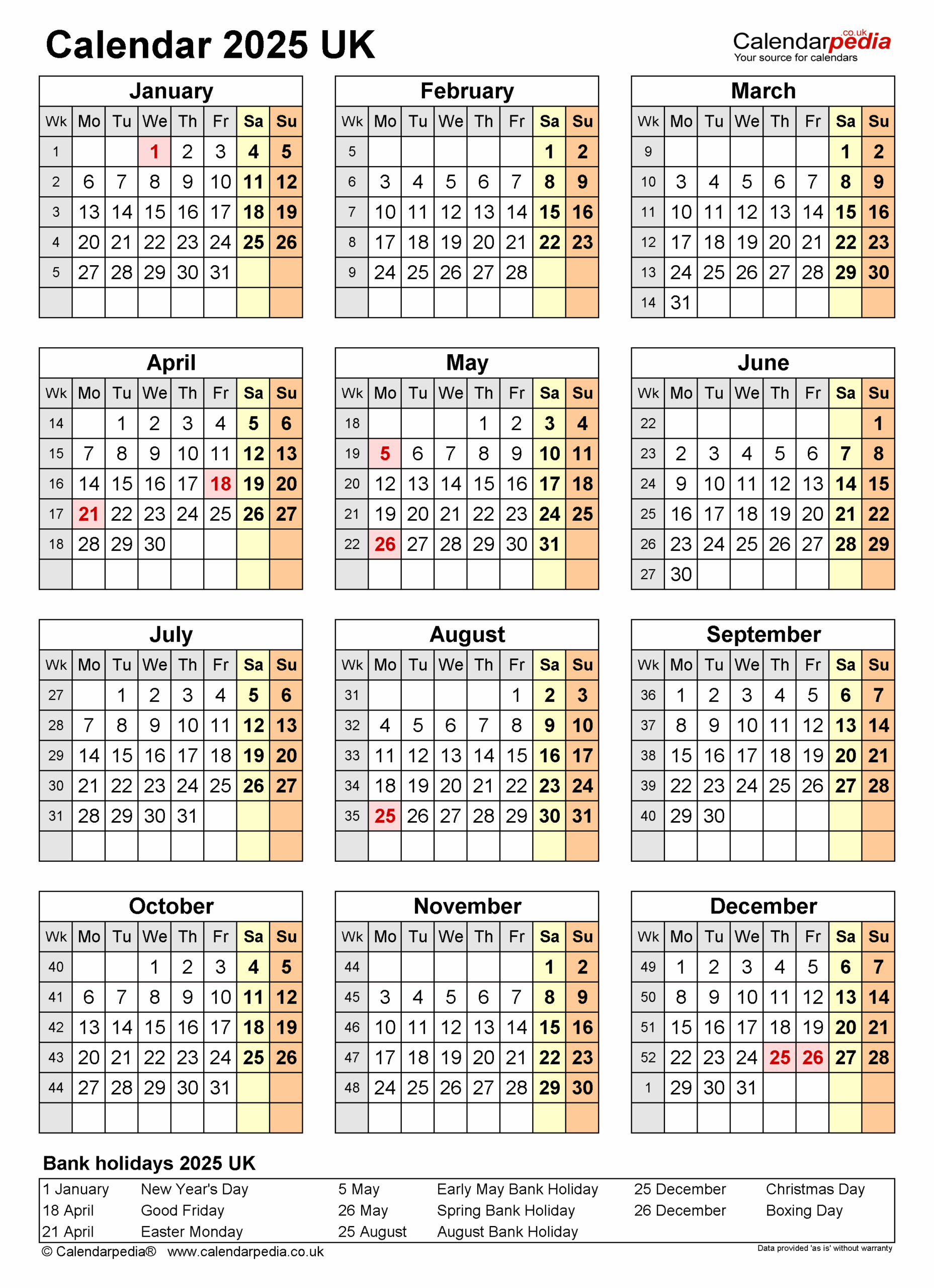 Free Printable 2025 Monthly Calendar Xml