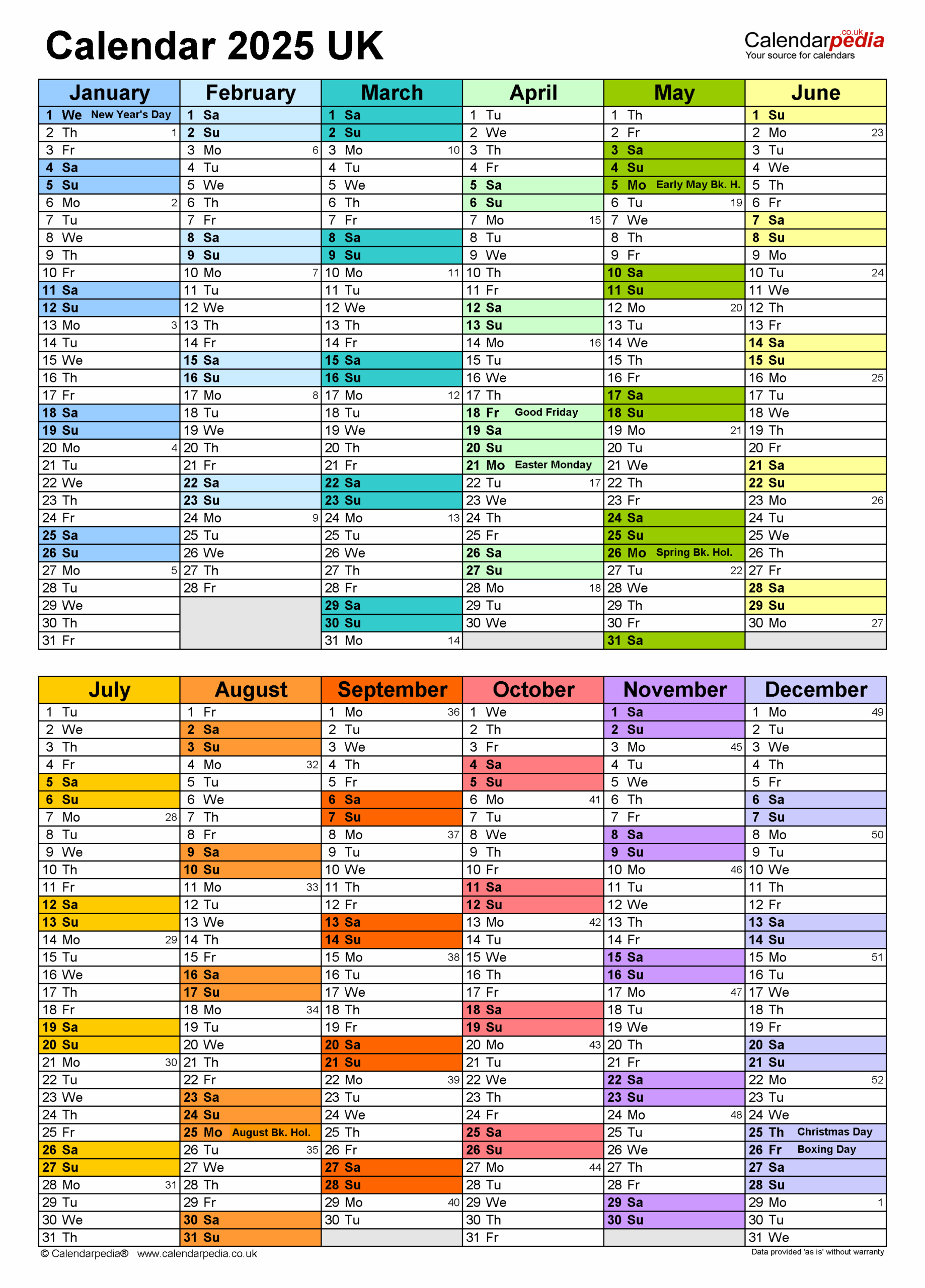 Free Printable A5 Calendar 2025 Uk