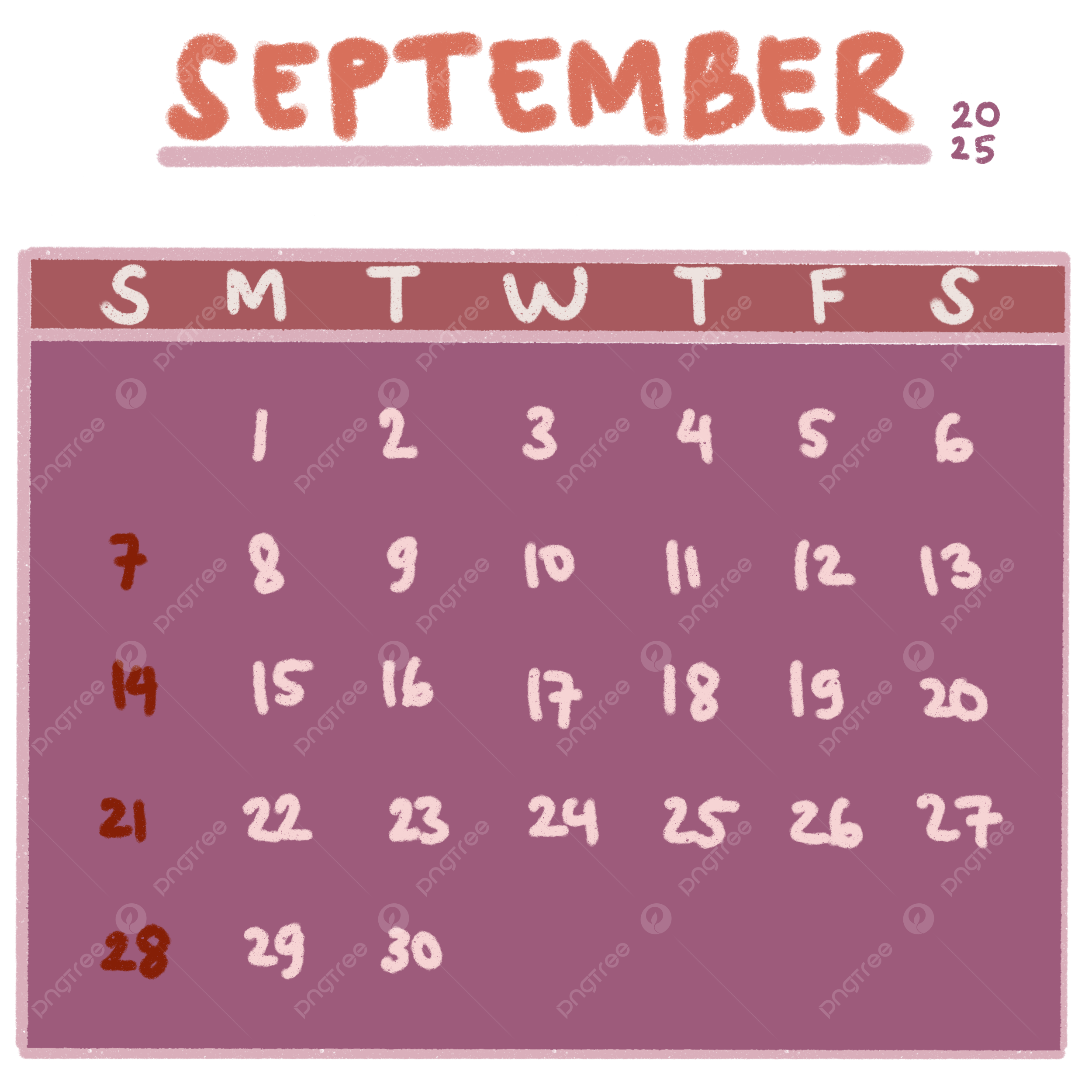 Calendar September 2025 Theme Pink Cute Aesthetic 2025 Calendar September PNG Transparent Clipart Image And PSD File For Free Download