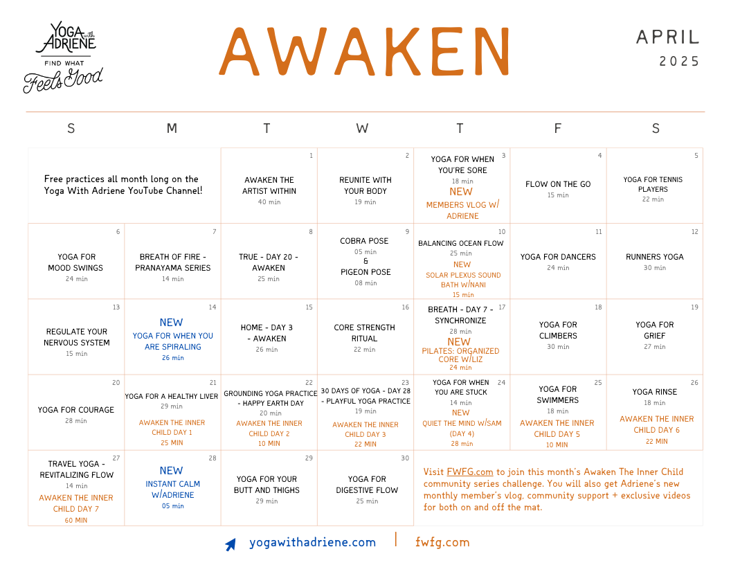 Calendar Yoga With Adriene
